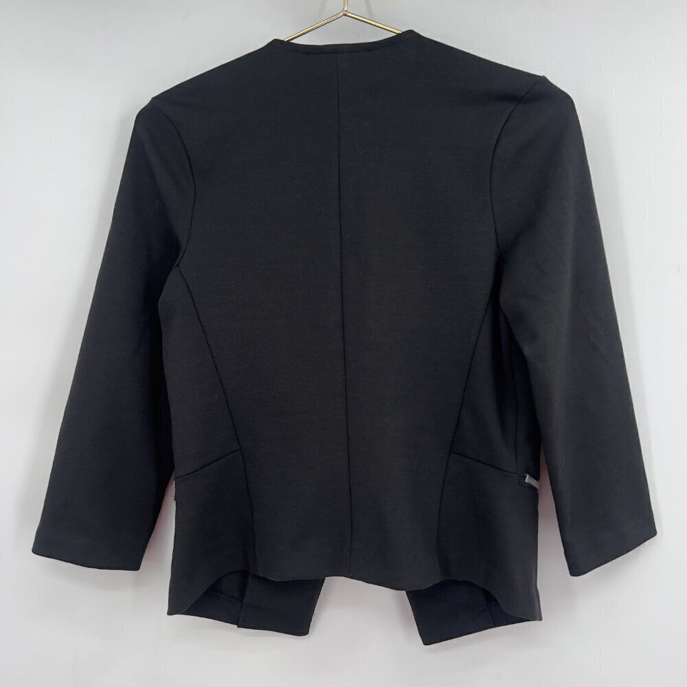 GUESS Women’s Black Open Front Blazer Jacket with Zipper Pockets - Size Small - Picture 4 of 10